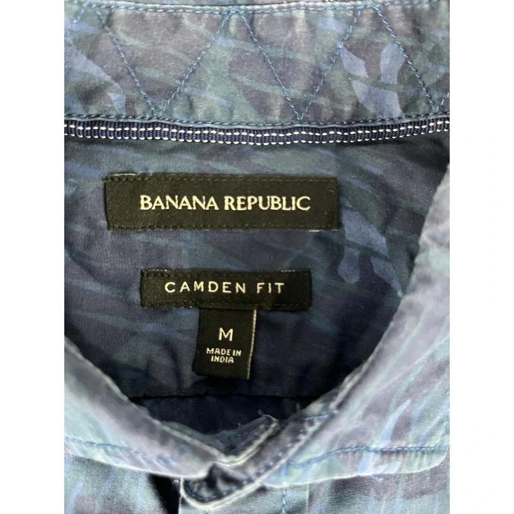Banana Republic‎ Camden Fit Mens Blue Camo Long Sleeve Button Down Shirt Medium